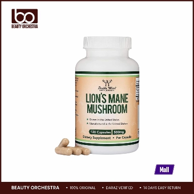 Picture of Double Wood Lions Mane Mushroom for Brain Support and Immune Health 500mg (120 Capsules)