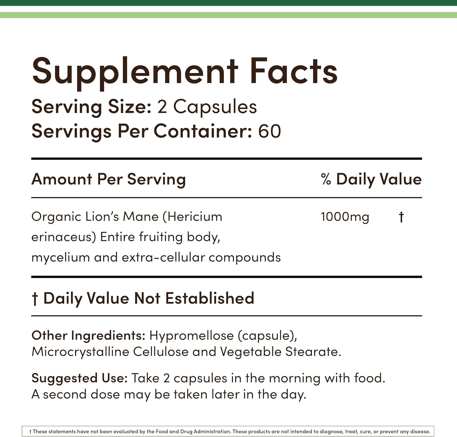 Picture of Double Wood Lions Mane Mushroom for Brain Support and Immune Health 500mg (120 Capsules)