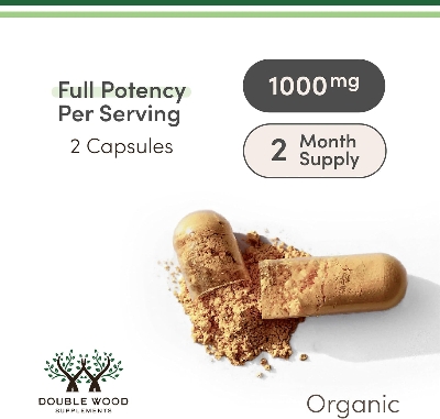 Picture of Double Wood Lions Mane Mushroom for Brain Support and Immune Health 500mg (120 Capsules)