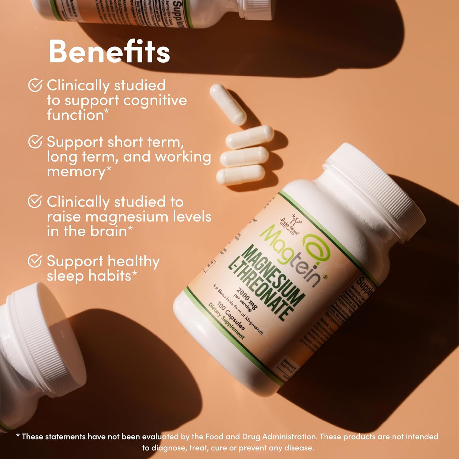 Picture of Double Wood Magtein™ Magnesium L Threonate 2,000 mg – 100 Capsules