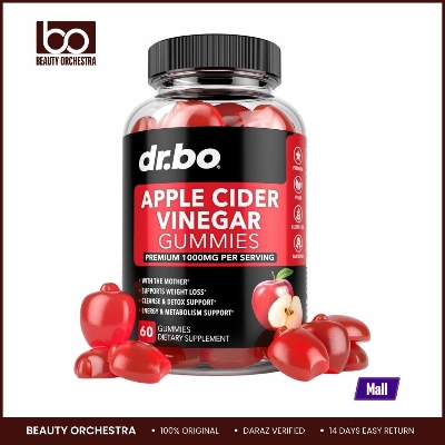 Picture of Dr Bo Apple Cider Vinegar Gummies - Natural Support for Advanced Weight Loss Detox Cleansing Digestion Plus Gut Health - ACV Gummies Supplements with 1000MG Apple Cider Vinegar Gummy with The Mother