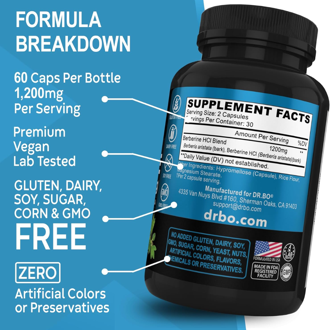 Picture of DR BO Berberine 1200mg - 60 Capsules