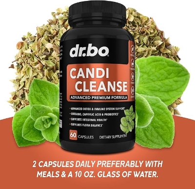 Picture of DR BO Candi Cleanse 60 counts, Anti Overgrowth Supplements for Women & Men - Extra Strength Balance Control Probiotic Complex Cleanser - Natural Oral Herbal Oregano & Caprylic Acid Capsules