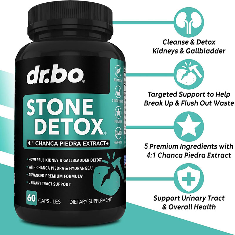 Picture of Dr Bo Stone Breaker Chanca Piedra Capsules - Stone Detox for Kidney Cleanse Detox, Gallbladder Formula with Hydrangea Root - Natural Gallstones Kidney Stones Dissolver Gallbladder Flush Pills - 60 Capsules