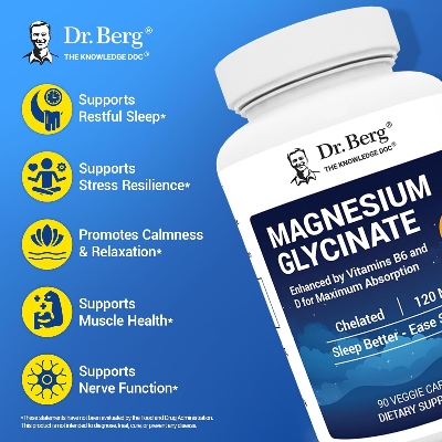 Picture of Dr. Berg Magnesium Glycinate Maximum Strength Chelated with Clean, Potent & Pure Ingredients 4X Lab-Tested & Verified 90 Capsules