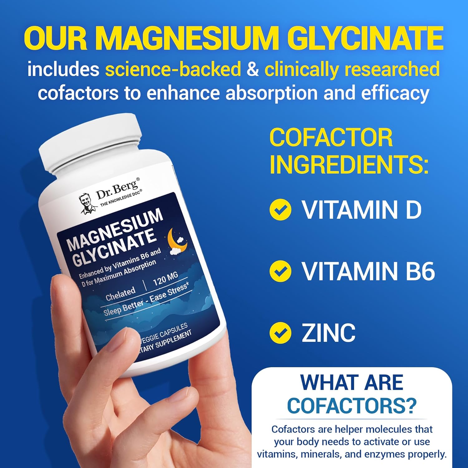Picture of Dr. Berg Magnesium Glycinate Maximum Strength Chelated with Clean, Potent & Pure Ingredients 4X Lab-Tested & Verified 90 Capsules
