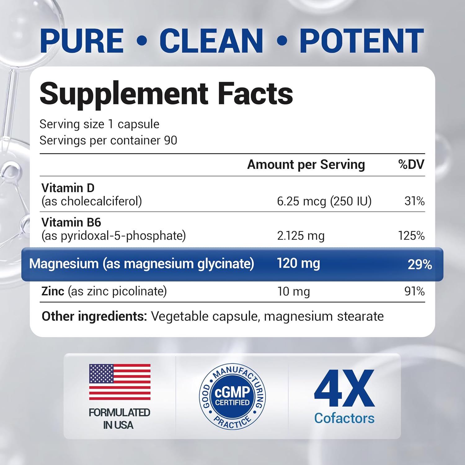 Picture of Dr. Berg Magnesium Glycinate Maximum Strength Chelated with Clean, Potent & Pure Ingredients 4X Lab-Tested & Verified 90 Capsules