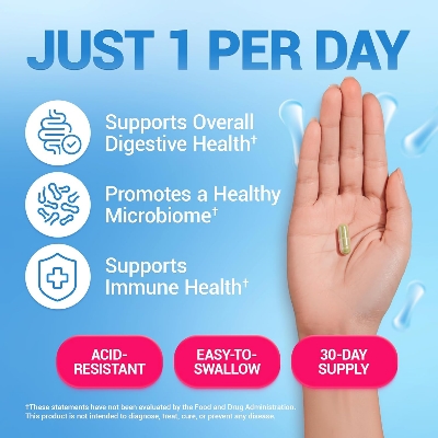 Picture of Dr. Berg Probiotic 60 Billion CFUs - Helps Ease Occasional Constipation, Diarrhea, Gas & Bloating 30 Probiotic Capsules