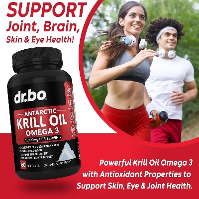 Picture of Dr. bo Krill Oil Omega 3 500mg Antarctic Krill Oil 1000mg - 60 Softgels