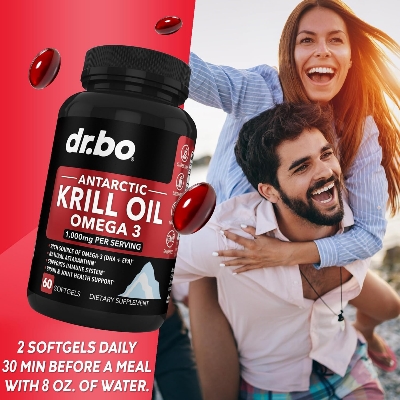 Picture of Dr. bo Krill Oil Omega 3 500mg Antarctic Krill Oil 1000mg - 60 Softgels