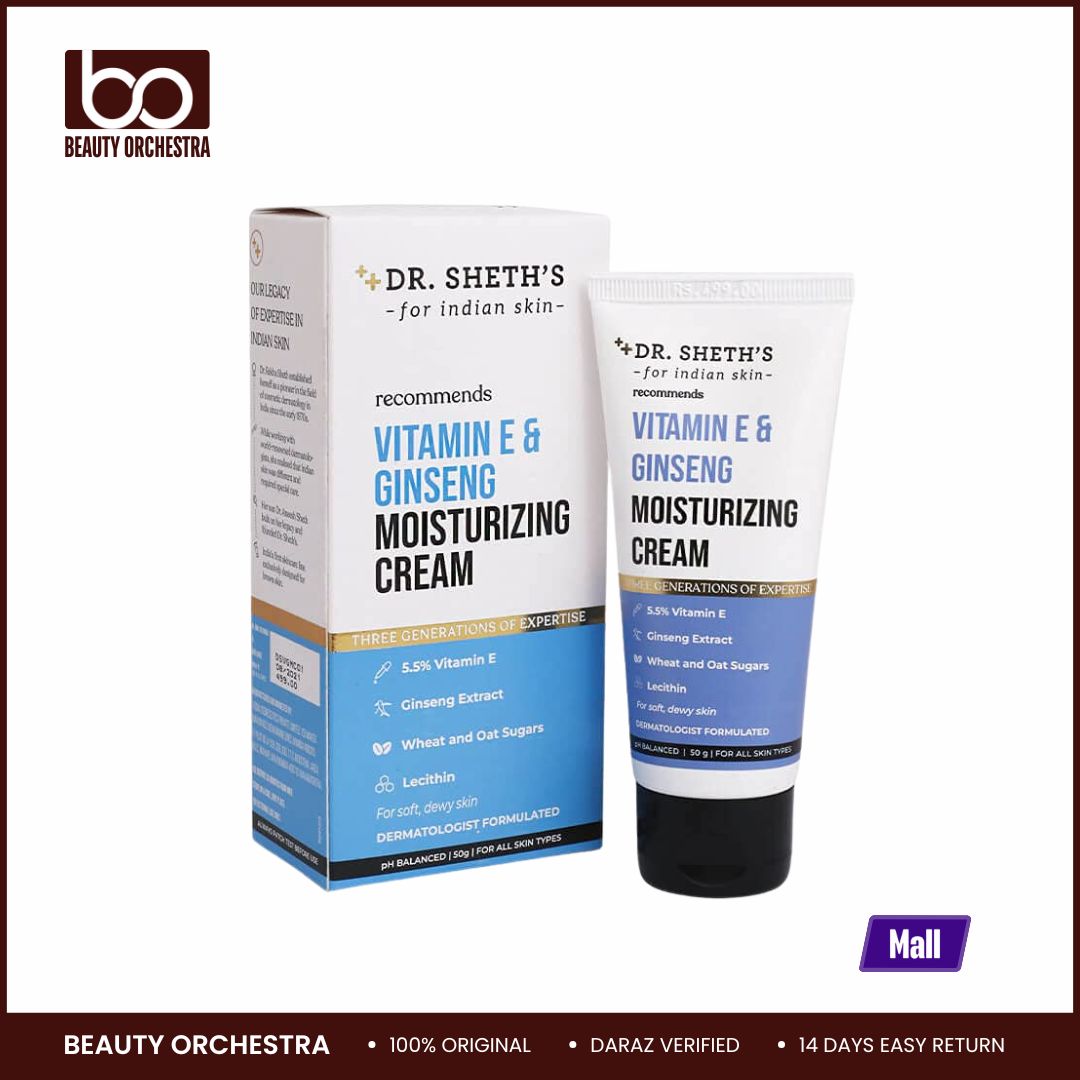 Picture of Dr. Sheth's Vitamin E & Ginseng Face Moisturizer Cream for Instant Hydration Non-Greasy Fast-Absorbing for All Skin Types for Women & Men 50g