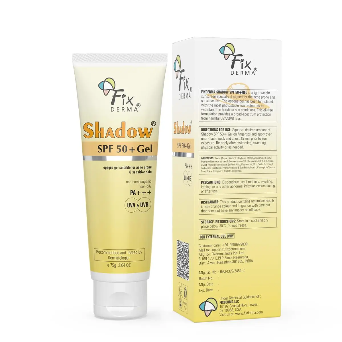 Picture of Fixderma Shadow SPF 50+ Gel Titanium Dioxide & Zinc Oxide Sunscreen - 75g