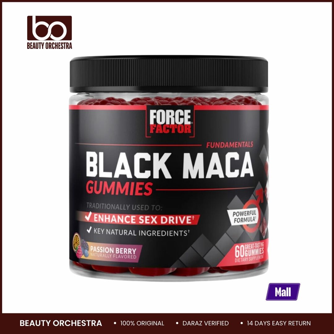 Picture of Force Factor Black Maca Gummies Black Maca Root to Enhance Male Vitality Increase Energy & Strength with BioPerine for Superior Absorption Delicious Passion Berry Flavor 60 Gummies