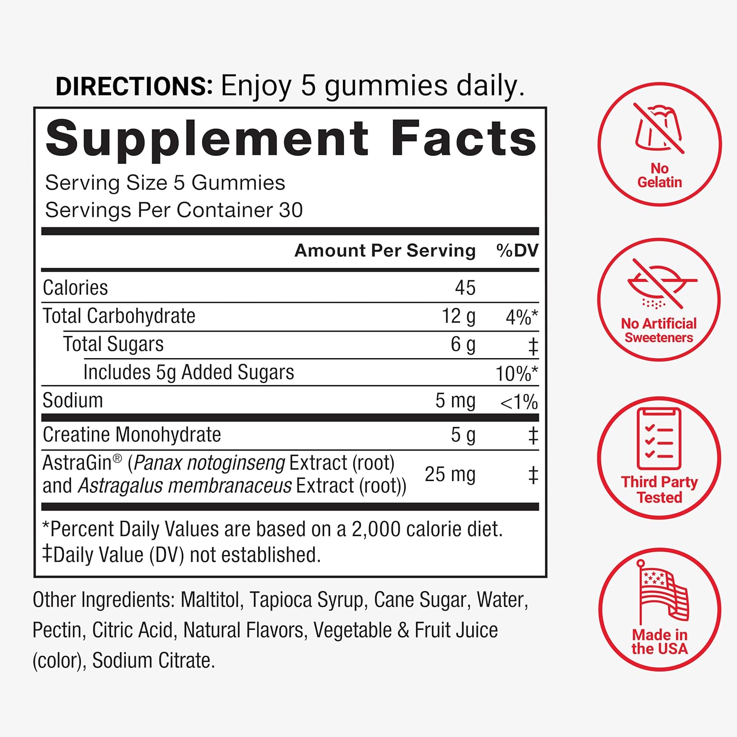 Picture of Force Factor Creatine Monohydrate Gummies, 5g Dose for Men & Women to Support Muscle, Strength, Recovery, Cognitive Health & Memory, Mixed Berry, 150 Gummies