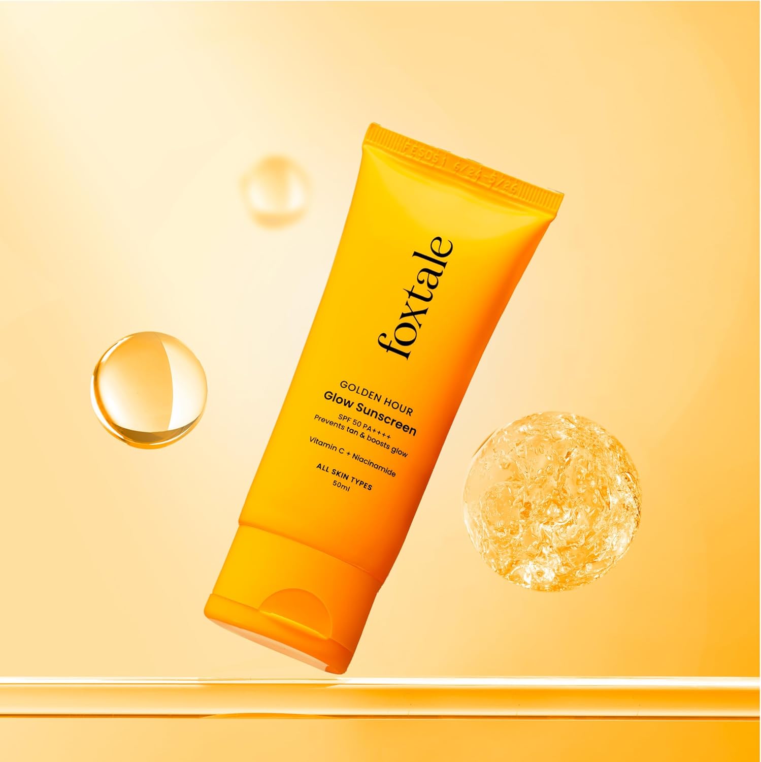 Picture of Foxtale Glow Sunscreen SPF 50 PA++++ Lightweight with Vitamin C and Niacinamide for Men & Women All Skin Types - 50 ml