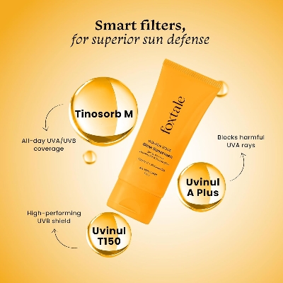 Picture of Foxtale Glow Sunscreen SPF 50 PA++++ Lightweight with Vitamin C and Niacinamide for Men & Women All Skin Types - 50 ml