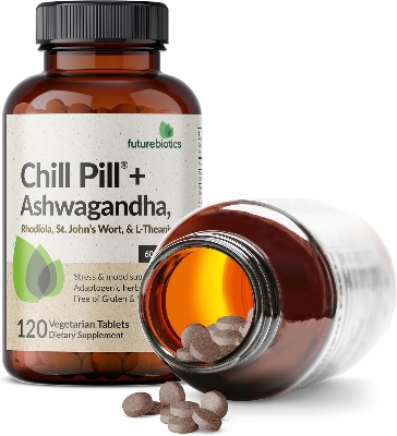 Picture of Futurebiotics Chill Pill + Ash-wa-gandha Rhodiola St. John’s Wort & L-Theanine 120 Vegetarian Tablets