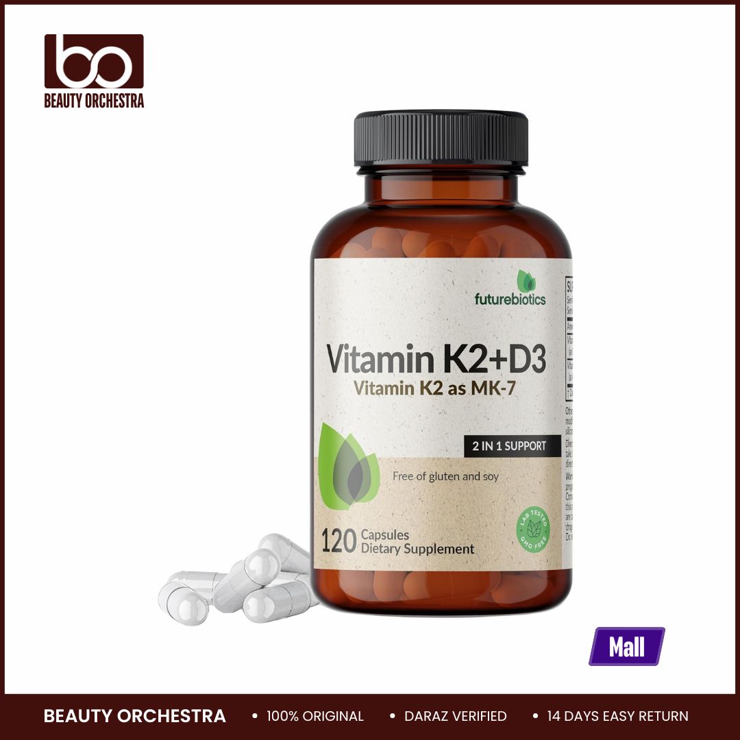 Picture of Futurebiotics Vitamin K2 (MK7) with D3 Supplement 5000 IU Vitamin D3 & 90 mcg Vitamin K2 MK-7 120 Vegetarian Capsules