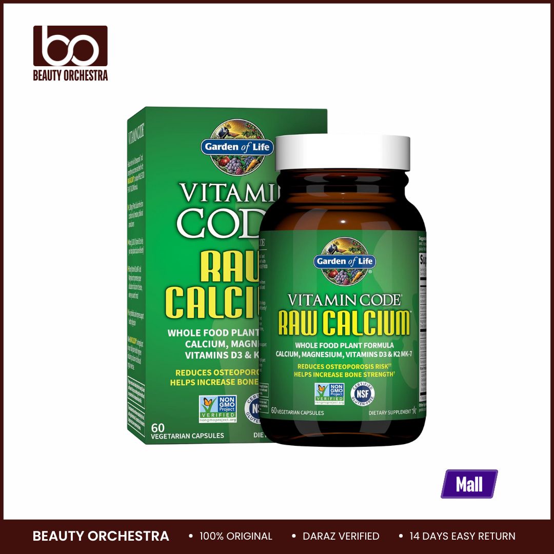 Picture of Garden of Life Raw Calcium Supplement for Women and Men - Vitamin Code Made from Whole Foods with Magnesium K2 Vitamin D3 and Vitamin C Plus Probiotics for Digestion 60 Capsules