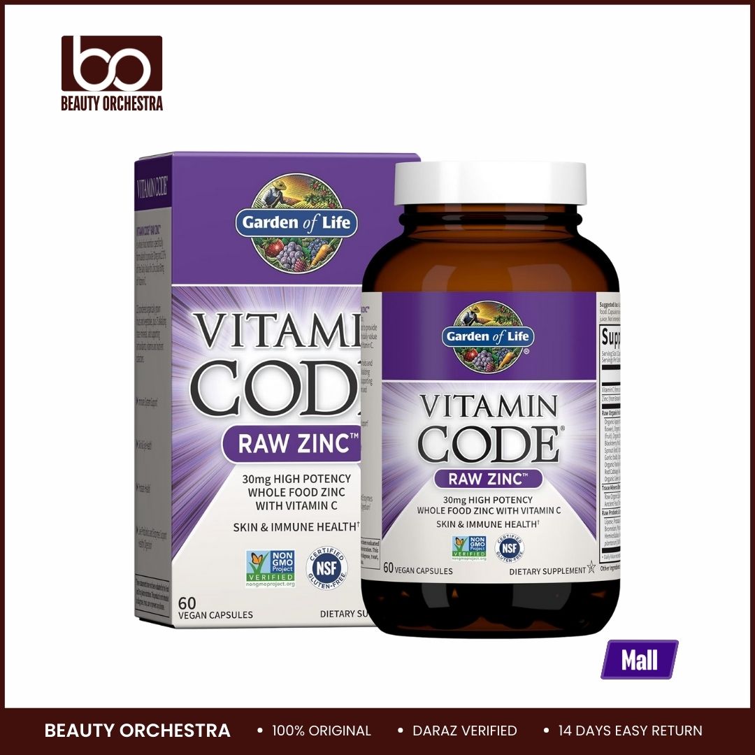 Picture of Garden of Life Zinc Supplements 30mg High Potency Raw Zinc and Vitamin C Multimineral Supplement Vitamin Code Vitamins Trace Minerals & Probiotics for Skin Health & Immune Support 60 Vegan Capsules