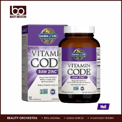 Picture of Garden of Life Zinc Supplements 30mg High Potency Raw Zinc and Vitamin C Multimineral Supplement Vitamin Code Vitamins Trace Minerals & Probiotics for Skin Health & Immune Support 60 Vegan Capsules