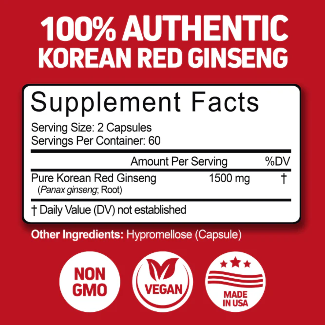 Picture of Herbtonics Korean Red Panax Ginseng 1500mg – 120 Capsules