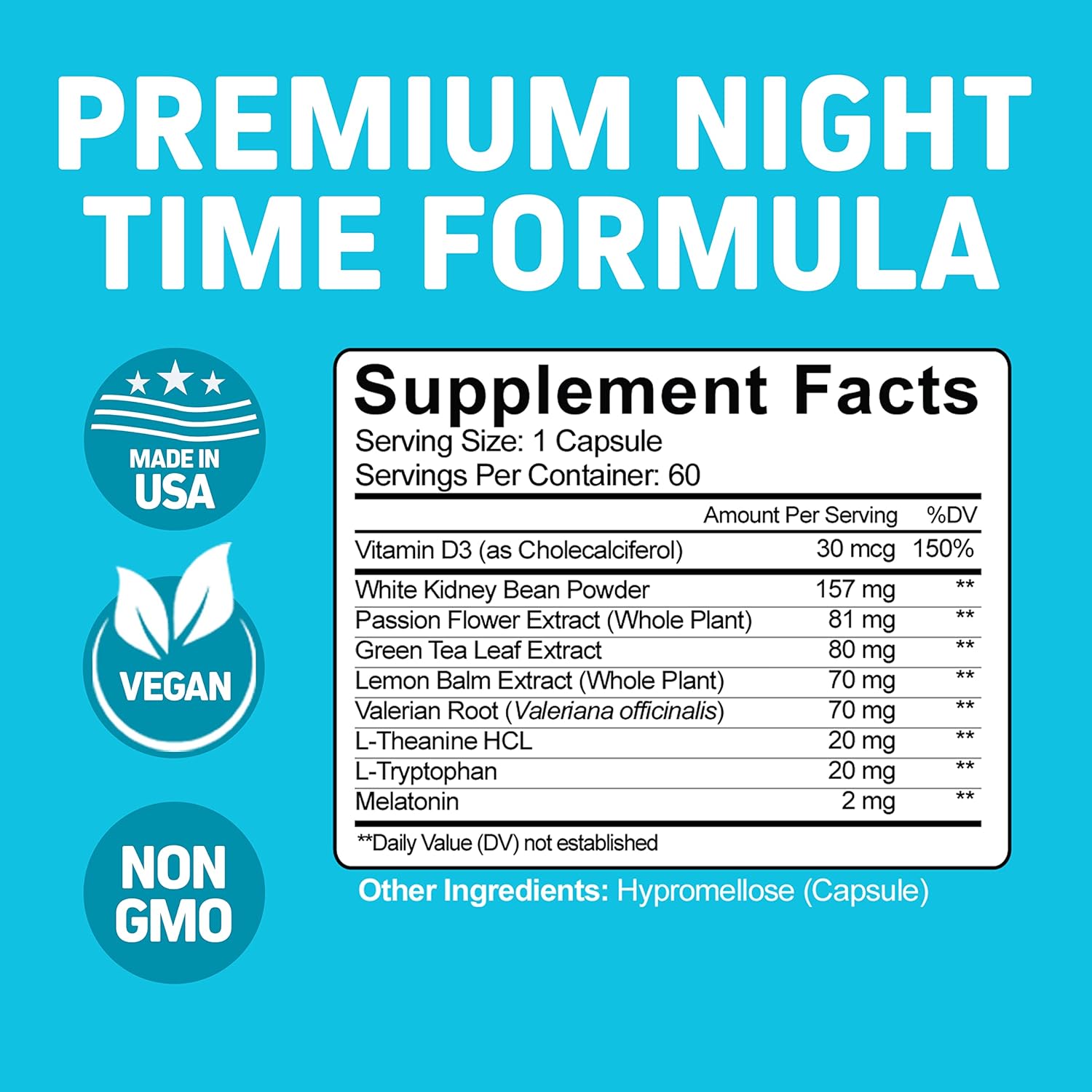Picture of Herbtonics Night Time Burn Weight Supplement with Melatonin to Support Sleep & Metabolism 60 Vegan Capsules