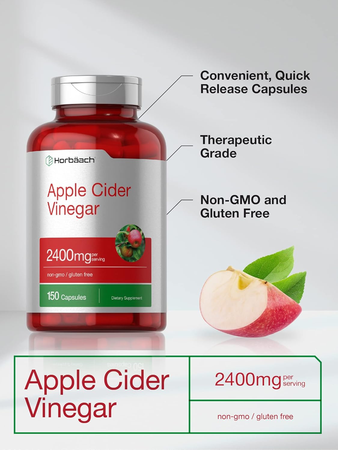 Picture of Horbaach Apple Cider Vinegar Capsules 2400mg 150 Capsules