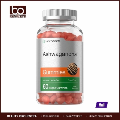 Picture of Horbaach Ashwagandha Gummies for Women and Men | 60 Count | Vegan Non-GMO Gluten Free Supplement | Tropical Flavor
