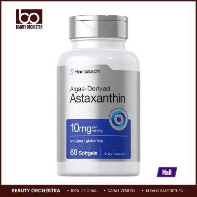 Picture of Horbaach Astaxanthin 10mg | 60 Softgels | Algae Derived Formula | Non-GMO Gluten Free Supplement