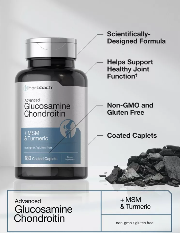 Picture of Horbaach Glucosamine Chondroitin | Plus MSM & Turmeric | 180 Coated Caplets