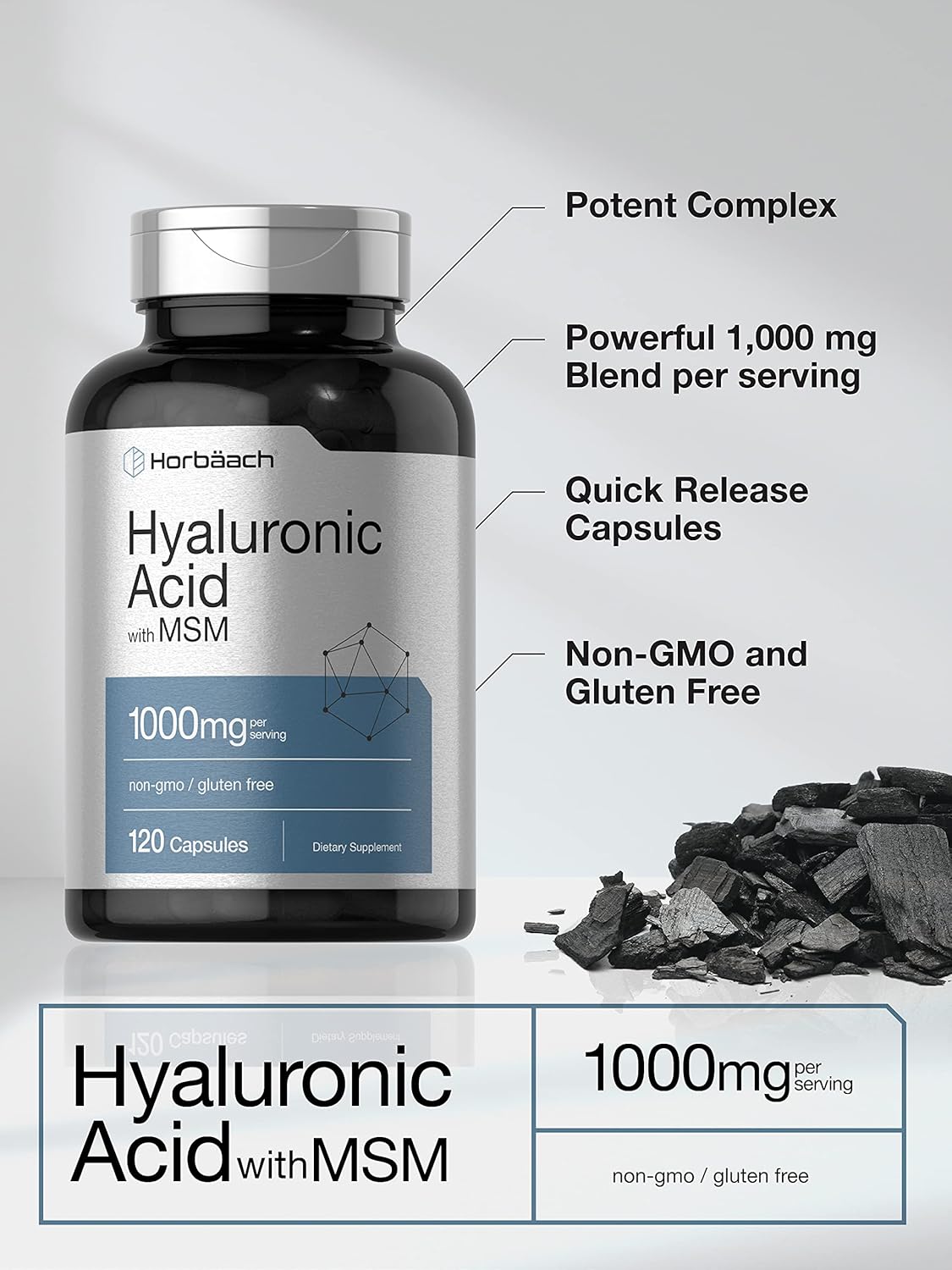 Picture of Horbaach Hyaluronic Acid with MSM 1000 mg 120 Capsules