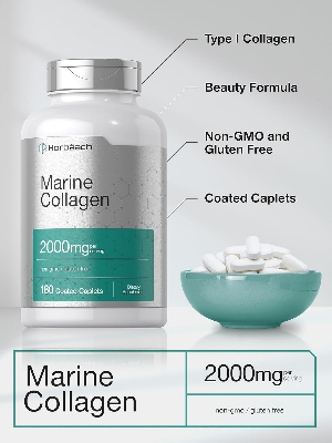 Picture of Horbaach Marine Collagen Peptides 2000mg 180 Coated Capsules