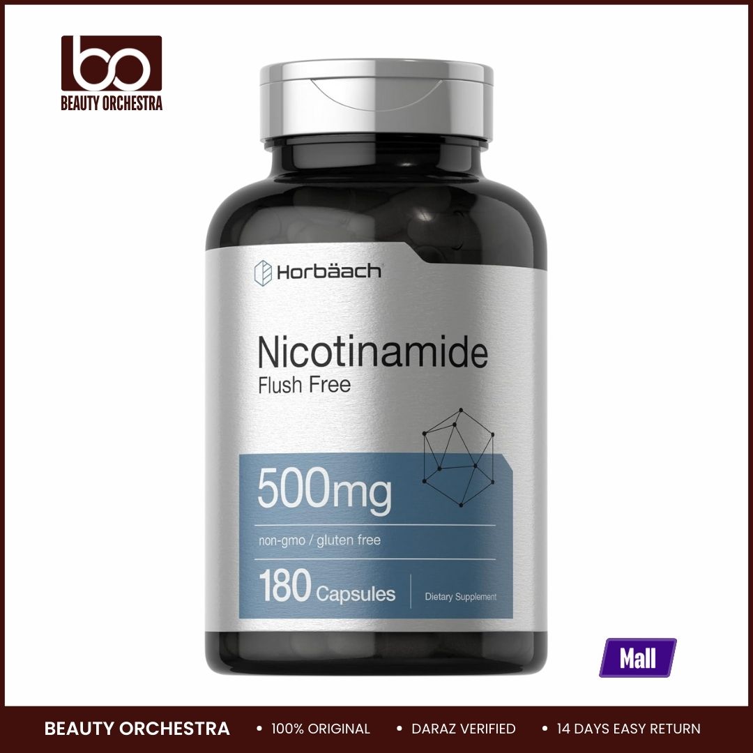 Picture of Horbaach Nicotinamide 500mg | 180 Capsules | Flush Free Dietary Supplement | Non-GMO and Gluten Free Vitamin