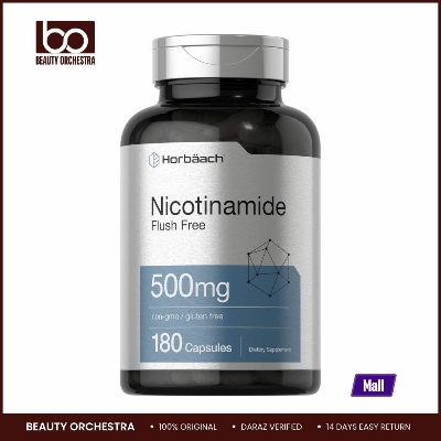 Picture of Horbaach Nicotinamide 500mg | 180 Capsules | Flush Free Dietary Supplement | Non-GMO and Gluten Free Vitamin