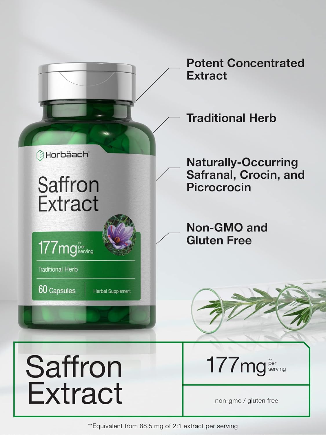Picture of Horbaach Saffron Extract 177 mg for Women and Men 60 Capsules