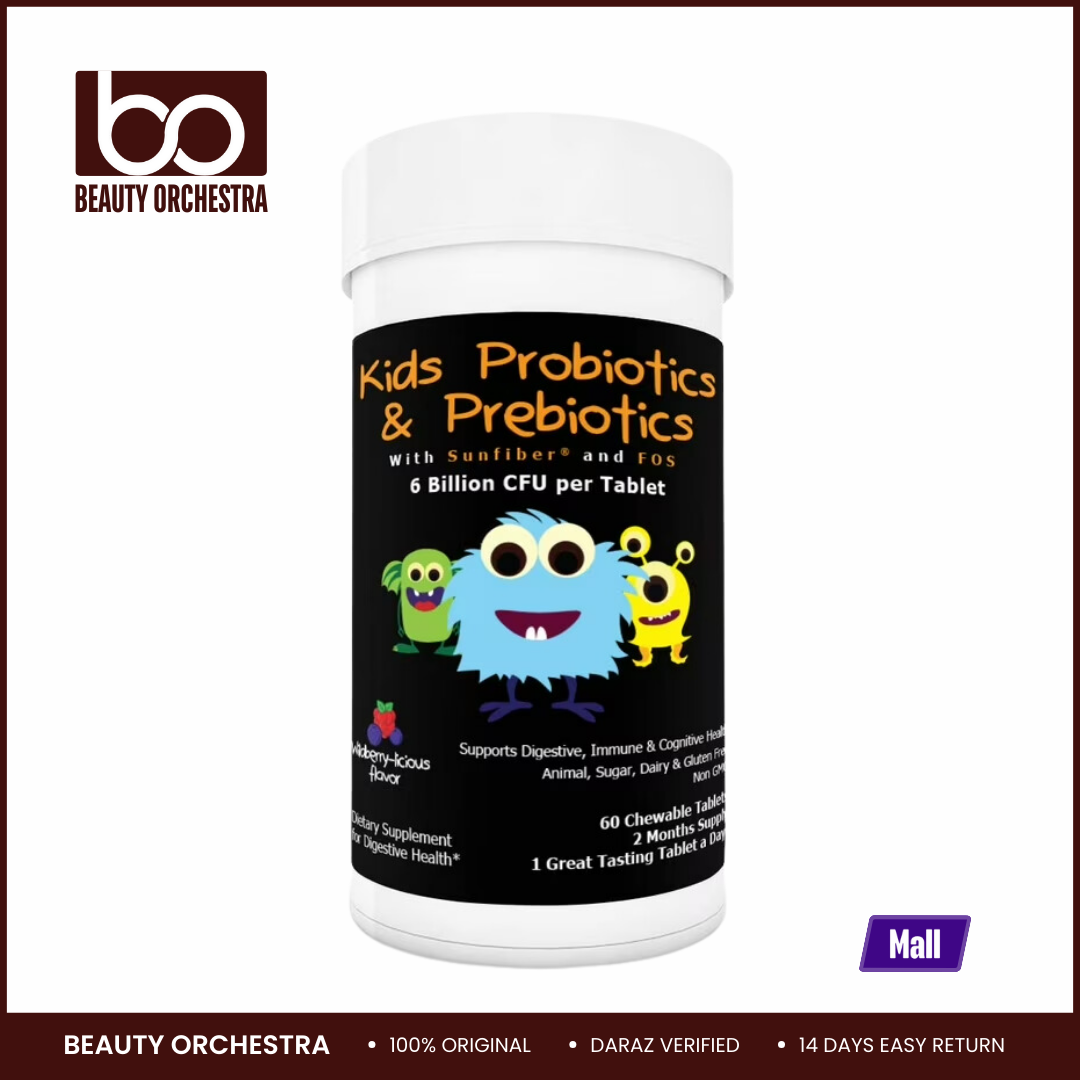 Picture of Intelligent labs 6 Billion CFU Kids / Children's Probiotics with Prebiotics, Sunfiber and Fos, for 10x More Effectiveness. One A Day Great Taste Chewable Probiotic, 2 Months Supply Per Bottle