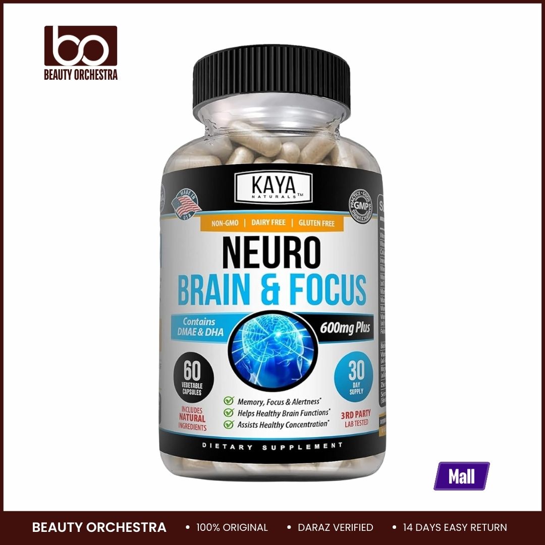 Picture of Kaya Naturals - Neuro Brain for Memory & Focus - Nootropic Energy Capsule - Nootropic Brain Support Supplement - Focus & Concentration & Learning Accuracy - Cognitive Function - 60 Count