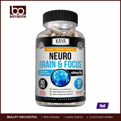 Picture of Kaya Naturals - Neuro Brain for Memory & Focus - Nootropic Energy Capsule - Nootropic Brain Support Supplement - Focus & Concentration & Learning Accuracy - Cognitive Function - 60 Count