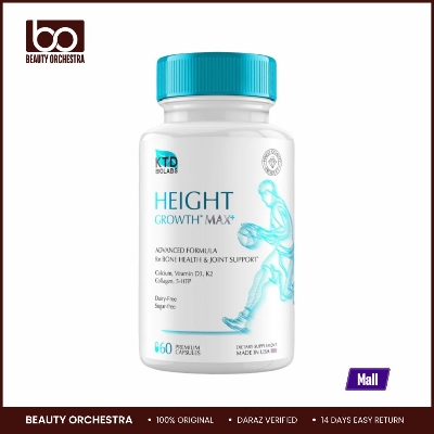 Picture of KTD Biolabs Height Growth MAX+ Kids Height Increase Booster - Made in USA - Natural Vitamins for Boys & Girls to Grow Taller - Multivitamin Capsules for Adults, Teens & Child Bone Growth