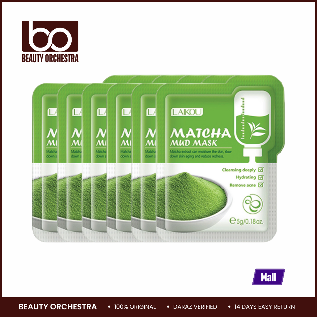 Picture of Laikou Matcha Mud Mask 12 Pieces Pack Japanese Green Tea And Volcanic Clay Facial Treatment for Brighter Smoother Skin