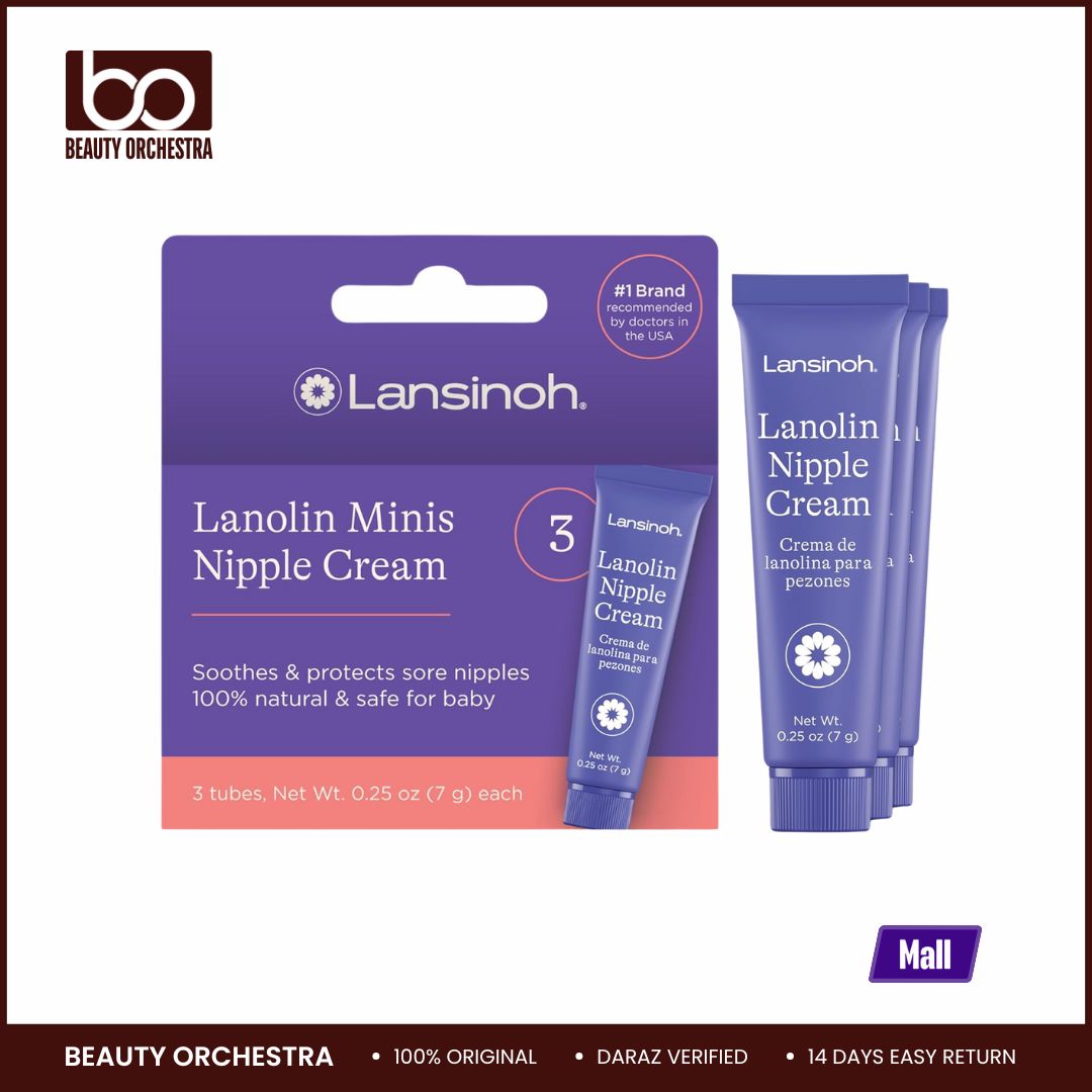 Picture of Lansinoh Lanolin Nipple Cream Safe for Breastfeeding Baby, Breastfeeding Essentials, 3 Mini Tubes, Each 0.25 Ounces