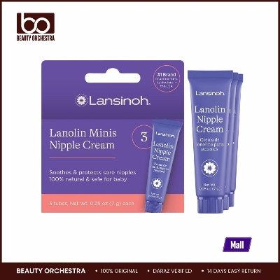 Picture of Lansinoh Lanolin Nipple Cream Safe for Breastfeeding Baby, Breastfeeding Essentials, 3 Mini Tubes, Each 0.25 Ounces
