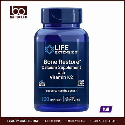 Picture of Life Extension Bone Restore + Vitamin K2 Vitamins & Minerals Maintain Bone Health & Strength - Fortifying Nutrients Calcium - 120 capsules