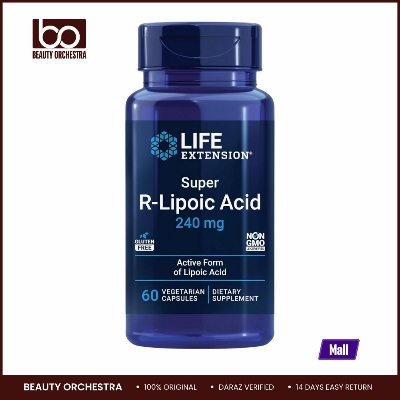 Picture of Life Extension Super R-Lipoic Acid 240 mg - Supports Cellular Energy - Supplement for Anti-Aging and Liver Health - Non-GMO Gluten-Free - 60 Vegetarian Capsules