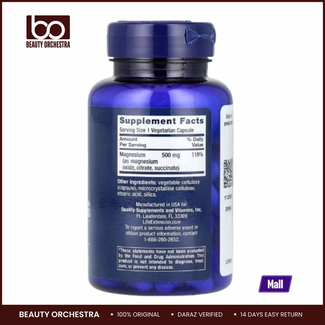 Picture of Life Extension, Magnesium Caps, 500 mg, 100 Vegetarian Capsules