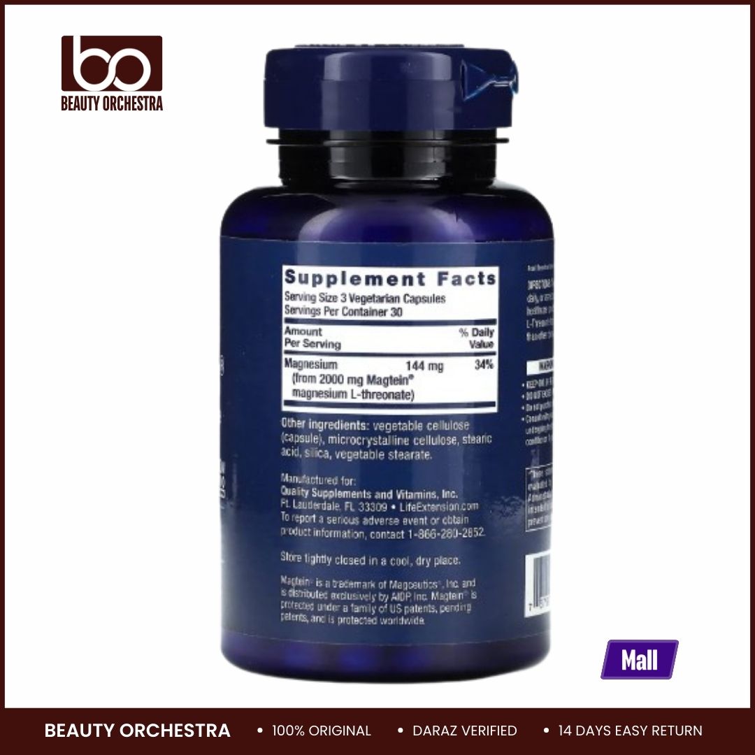 Picture of Life Extension, Neuro-Mag, Magnesium L-Threonate, 144 mg, 90 Vegetarian Capsules (48 mg per Capsule)