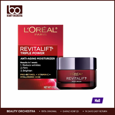 Picture of L'Oreal Paris Revitalift Triple Power Anti-Aging Face Moisturizer, Pro Retinol, Hyaluronic Acid & Vitamin C to Reduce Wrinkles, Firm & Brighten Skin, 1.7 Oz