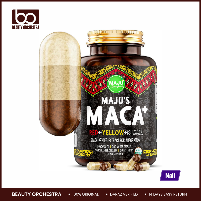 Picture of Maju Superfoods Maca Root Organic Black Yellow & Red Roots w Black Pepper Extract for Absorption Peru Product Peruvian Powder Men & Women Supplement - 120 capsules