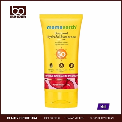 Picture of Mamaearth Beetroot Hydraful Sunscreen With Hyaluronic Acid - 50 g |SPF 50 & PA++++ | UVA & B Protection | Hydrates Skin | For Oily Combination & Dry Skin